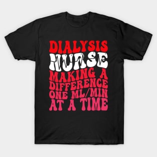 Dialysis Nurse Making A Difference Retro Pink Groovy T-Shirt